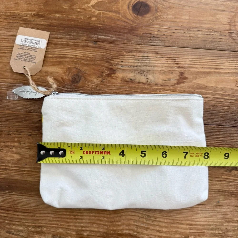 L'Occitane en Provence Organic Cotton Cosmetic Zipper Pouch Bag Cream Yellow NWT